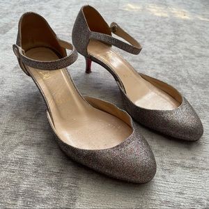 Christian Louboutin Glitter Mary Jane Kitten Heels